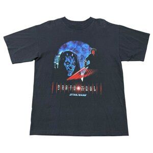 Vintage 90s Darth Maul Inspired Graphic T-Shirt Black Retro Sci-Fi Unisex Tee